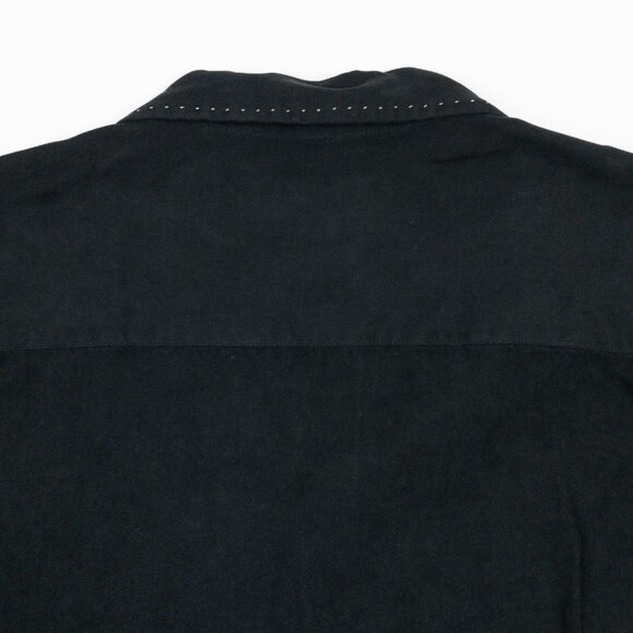 Nat Nast Silk Panel Camp Shirt Men's Large Black Striped Embroidered Bowling - Picture 7 of 12